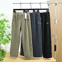 AAA High Quality Lacoste Sweatpants Red Cotton Fleece Fabric Visually Slimming Autumn Winter