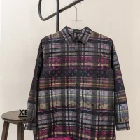 High Quality Louis Vuitton Long-Sleeved Shirt Ash Cotton Pure Jacquard Simple And Versatile