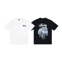 Designer Luxury Stussy Short-Sleeved Shirts Black Cotton