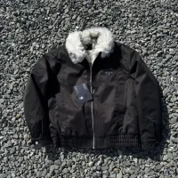 Luxury AAA Prada Outerwear Red Cotton Polyester Fiber Mink Fur Twill Winter Three-Proof Fabric