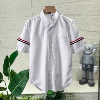 Luxury Thom Browne Short-Sleeved Shirts Brown Spring Summer