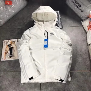 Luxury Reps Adidas Cotton-Padded Coat Black Cotton Down Polyester Winter Three-Proof Fabric Slim Fit Windproof Cuffs