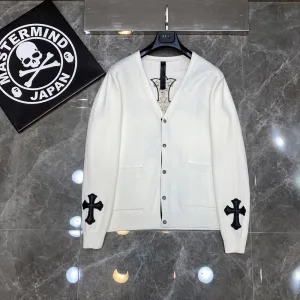 AAA Chrome Hearts Sweater Black Wool Blend Sheepskin Autumn Winter Embroidery Patch