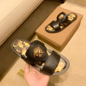 Designer 1:1 Versace Calfskin Slippers For Spring