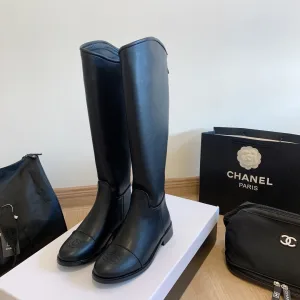 Designer Chanel Long Boots Sheepskin Cowhide Winter