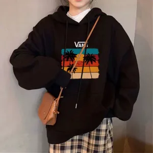 High Quality Luxury Vans Hoodie Ash Cotton Xinjiang Ribbed Fabric Spring Autumn