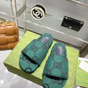 High Quality AAA Gucci Slippers Sheepskin Rubber Outsole Jacquard Spring Summer