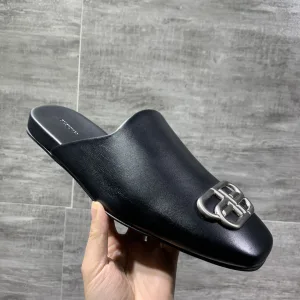 Luxury Balenciaga Slippers Ash Genuine Leather Cowhide