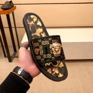 High Quality Luxury Versace Calfskin Slippers For Spring