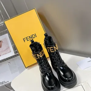 High Quality Fendi Dr. Martens Boots White Top-Grain Cowhide Rubber Winter