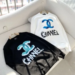 Designer Chanel Cotton Long-Sleeved Sweatshirt For Fall