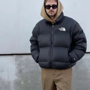 AAA The North Face Cotton-Padded Coat Red Cotton Down Light Outdoor Winter Embroidery Patch