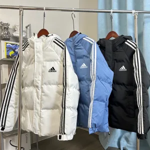 Designer Adidas Cotton-Padded Coat Red Down Waterproof Design High-Quality Materials Winter
