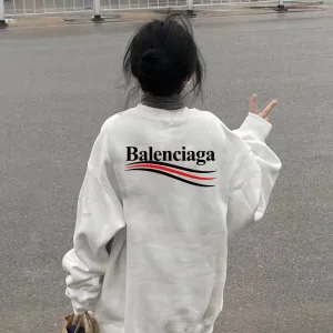 Super Clone Balenciaga Hoodies Black Cotton Xinjiang Ribbed Fabric Spring Autumn