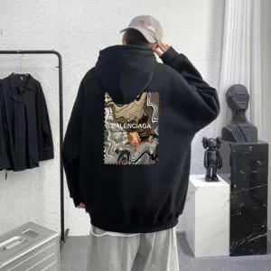 Designer Balenciaga Hoodie Red Cotton Fleece Winter