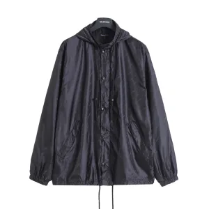 Designer Balenciaga Jacket Red Nylon Jacquard Fabric Zippered Pocket