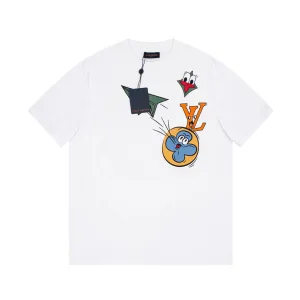 High Quality Louis Vuitton Short-Sleeved T-Shirt Black Cotton Pure Spring Summer