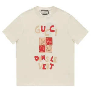 Designer Gucci Short-Sleeved Shirts Ash Cotton Pure Patch