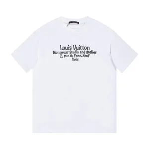 High Quality Luxury Louis Vuitton Short Sleeves Ash Autumn Winter Drop Shoulder Cut