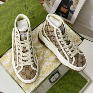 Luxury Gucci Sneakers Red Rubber Jacquard Slender Ankles