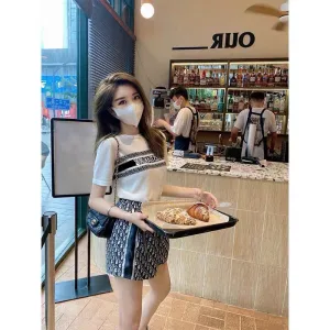 High Quality Luxury Dior Jacquard Short Sleeves