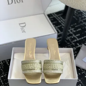 Reps Super Clone Dior Slippers Silk Satin Sophistication Embroidery