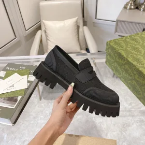 Super Clone Gucci Loafers Camel Silk Cowhide Spring Autumn