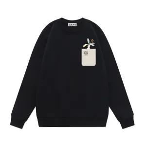 Super Clone Loewe Hoodie Black Cotton Autumn Winter