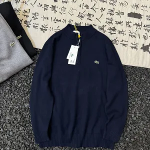 AAA Super Clone Lacoste Outerwear Blue Knitted Fabric Can Be Worn Directly Against The Skin Simple And Versatile Exquisite Workmanship Sophistication Autumn Winter Embroidery