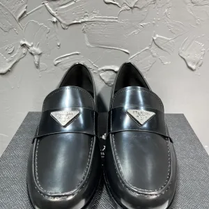 Designer Reps Prada Loafers Black Genuine Leather Cowhide Spring Summer