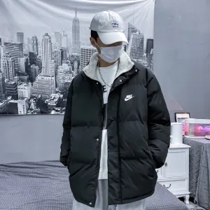 Reps Nike Cotton-Padded Coat Red Cotton Wool Adjustable Drawstring Street Style Winter
