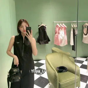 Luxury High Quality Prada Nylon Sleeveless Dress For Early Spring