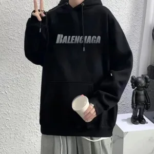 Designer Super Clone Balenciaga Hoodie Red Cotton Long-Staple Spring Autumn