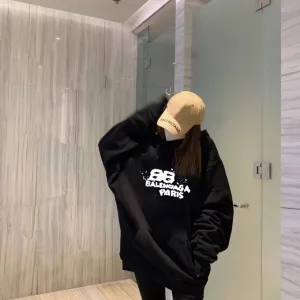 Designer High Quality Balenciaga Hoodie Red Cotton Long-Staple Spring Autumn