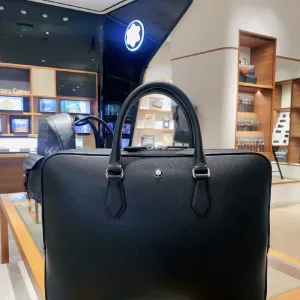 Designer Luxury Montblanc Ruler Black Top-Grain Cowhide