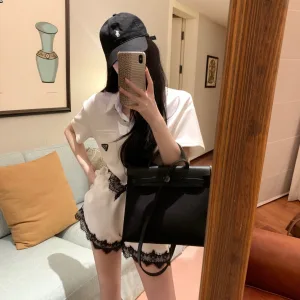 High Quality Prada Lace Short-Sleeved Shirts