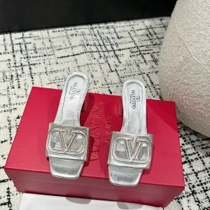 Luxury Super Clone Valentino Slippers Ash Silk Genuine Leather Sheepskin Sophistication Spring Summer