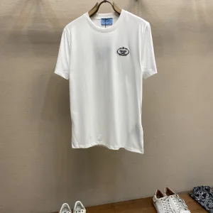 AAA Prada Short-Sleeved Shirts Red Cotton Pure