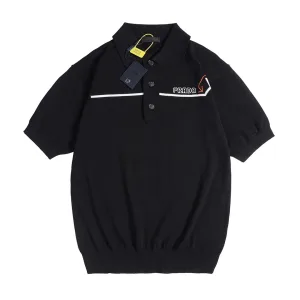 High Quality Prada Velvet Short-Sleeved Polo Shirt