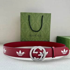 High Quality Luxury Gucci Leather Belt Red
