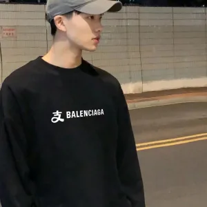 Designer Balenciaga Sweatshirt Black Cotton Xinjiang Spring Autumn