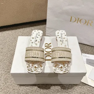 Reps Dior Slippers Red Genuine Leather Cowhide Spring Summer