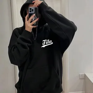 Super Clone AAA Fila Hoodie Red Cotton Pure Long-Staple Spring Autumn