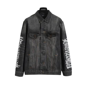 Reps Balenciaga Jacket Ash Twill Denim Screen Printing