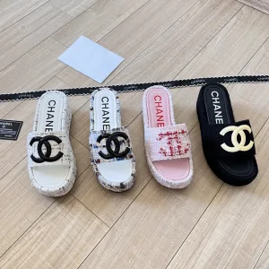 Luxury Chanel Platform Sandals Ash