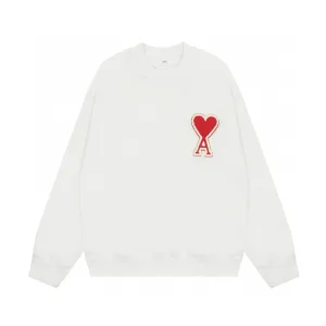 Designer High Quality Ami Sweatshirt Red Cotton Pure Patch