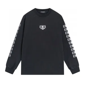 Reps Balenciaga Long-Sleeved Red Cotton Ribbed Fabric Embroidery