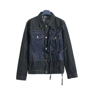 High Quality Louis Vuitton Jacket Red Lace Denim 3D Pocket