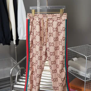 Designer Luxury Gucci Long Pants Red Cotton Denim Side Pockets