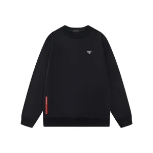 Super Clone Prada Short-Sleeved Shirts Ash Cotton Ribbed Fabric Neckline Stitching Embroidery